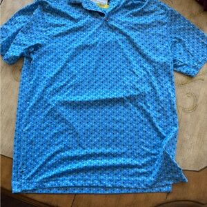 Men's Blue Patterned Polo Shirt Print small EUC